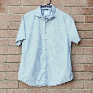 Denim & Flower Ricky Singh Blue Diamond Print Shirt Men’s L